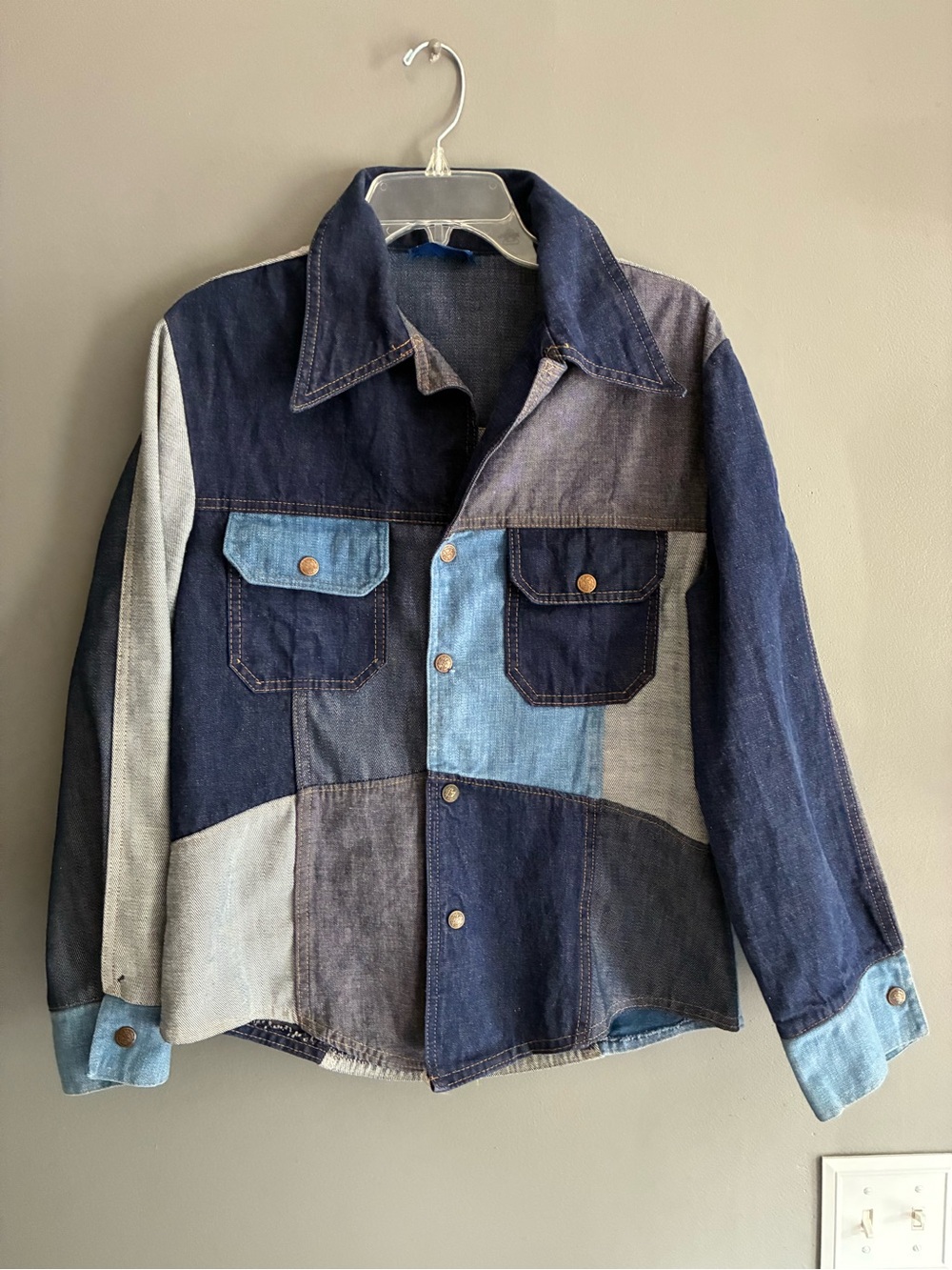 Vintage Patchwork Denim Shirt Shacket
